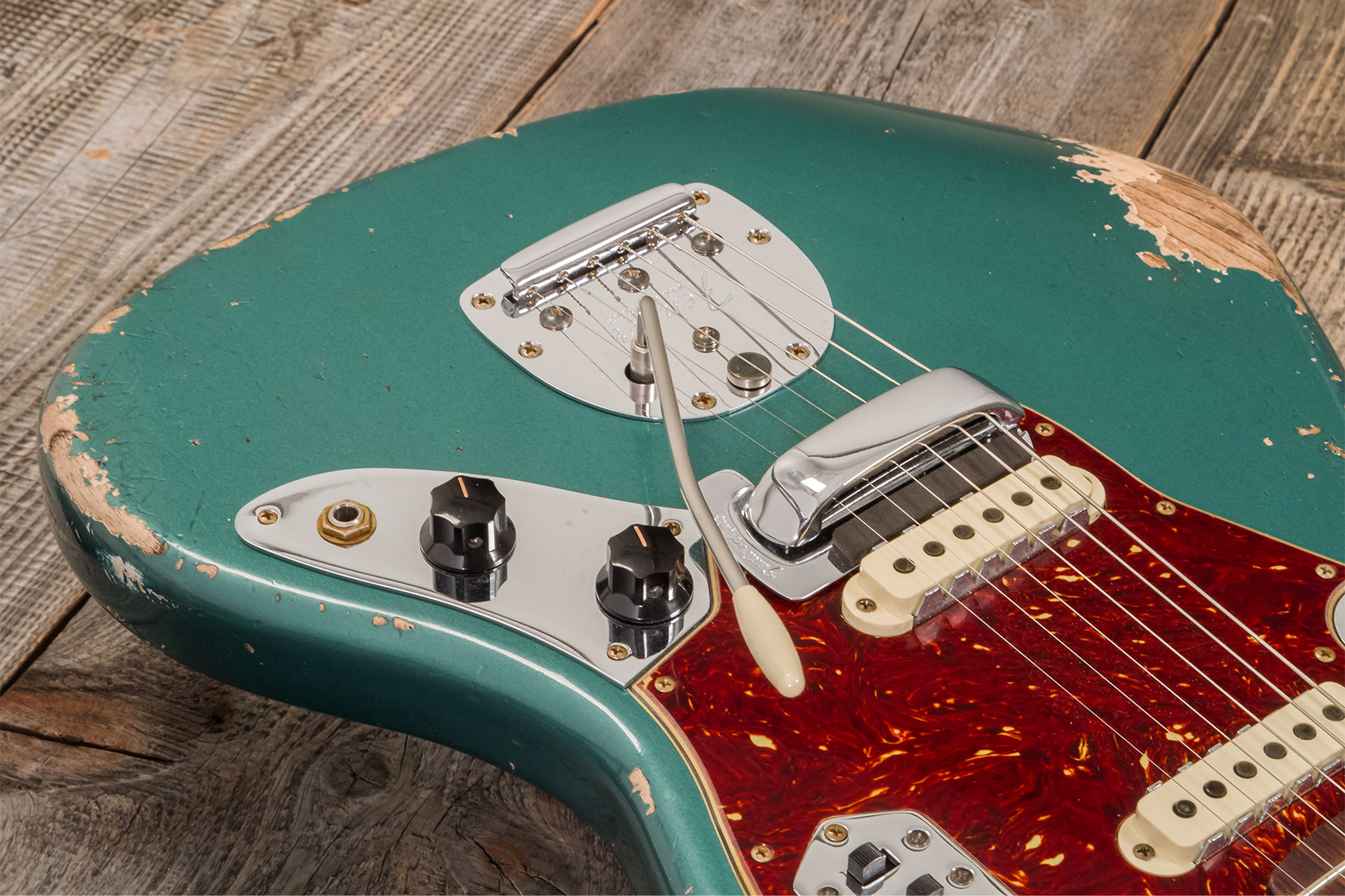 Fender Custom Shop Jaguar 1962 Shsc 2s Trem Rw #r138212 - Heavy Relic Sherwood Green Metallic - Guitare Électrique RÉtro Rock - Variation 3