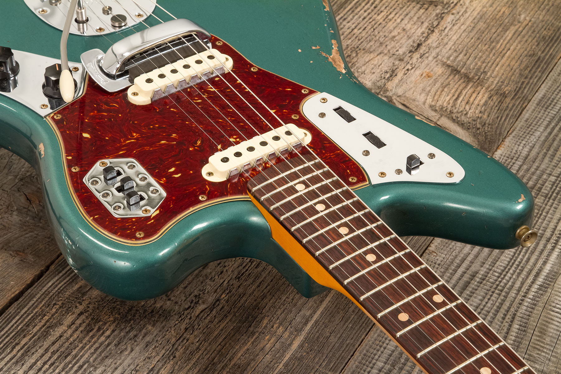 Fender Custom Shop Jaguar 1962 Shsc 2s Trem Rw #r138212 - Heavy Relic Sherwood Green Metallic - Guitare Électrique RÉtro Rock - Variation 4
