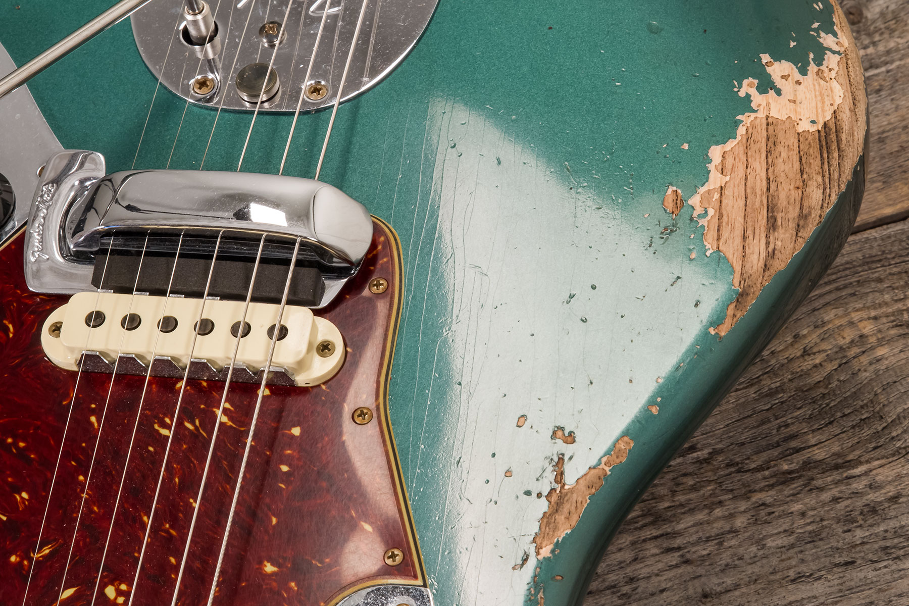 Fender Custom Shop Jaguar 1962 Shsc 2s Trem Rw #r138212 - Heavy Relic Sherwood Green Metallic - Guitare Électrique RÉtro Rock - Variation 6