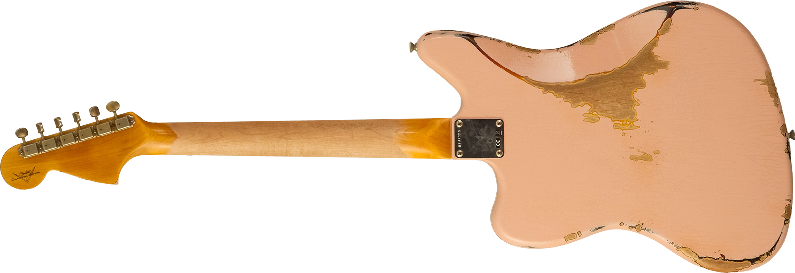 Fender Custom Shop Jaguar 1962 Shsc 2s Trem Rw #r141280 - Heavy Relic Shell Pink O. 3-color Sunburst - Guitare Électrique RÉtro Rock - Variation 1