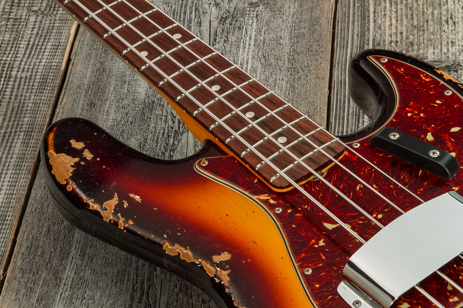 Fender Custom Shop Jazz Bass 1961 Rw #cz572155 - Heavy Relic 3-color Sunburst - Basse Électrique Solid Body - Variation 3