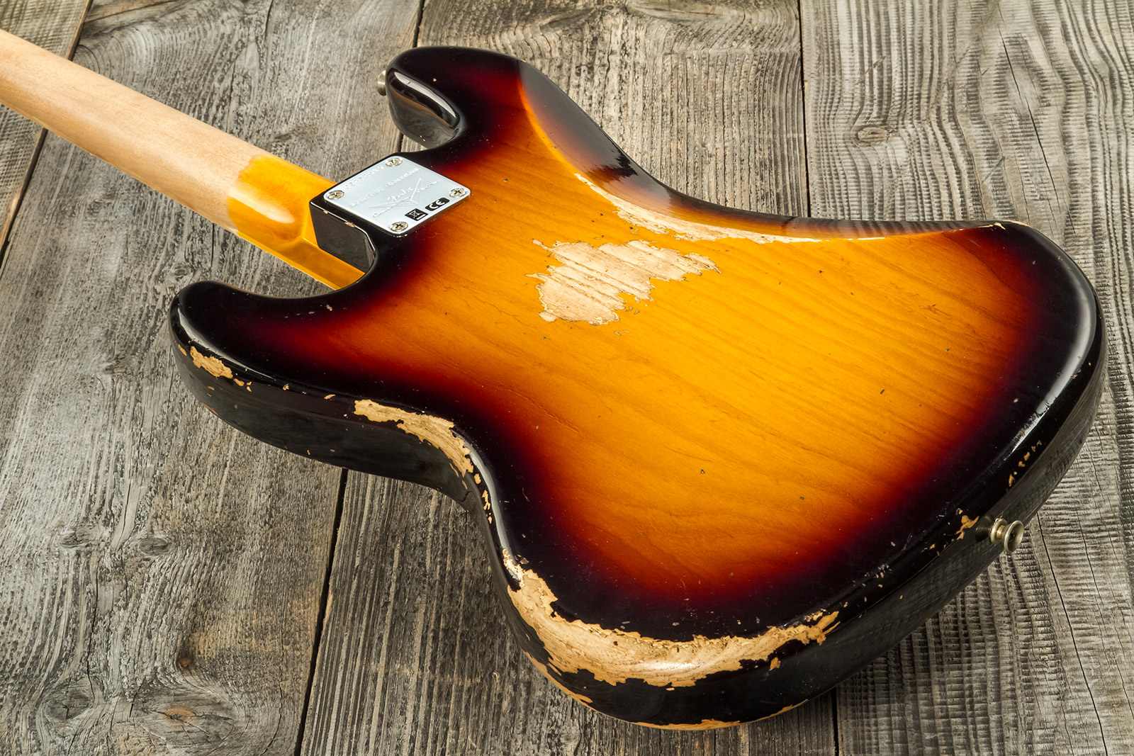 Fender Custom Shop Jazz Bass Custom Rw #cz575919 - Heavy Relic 3-color Sunburst - Basse Électrique Solid Body - Variation 6