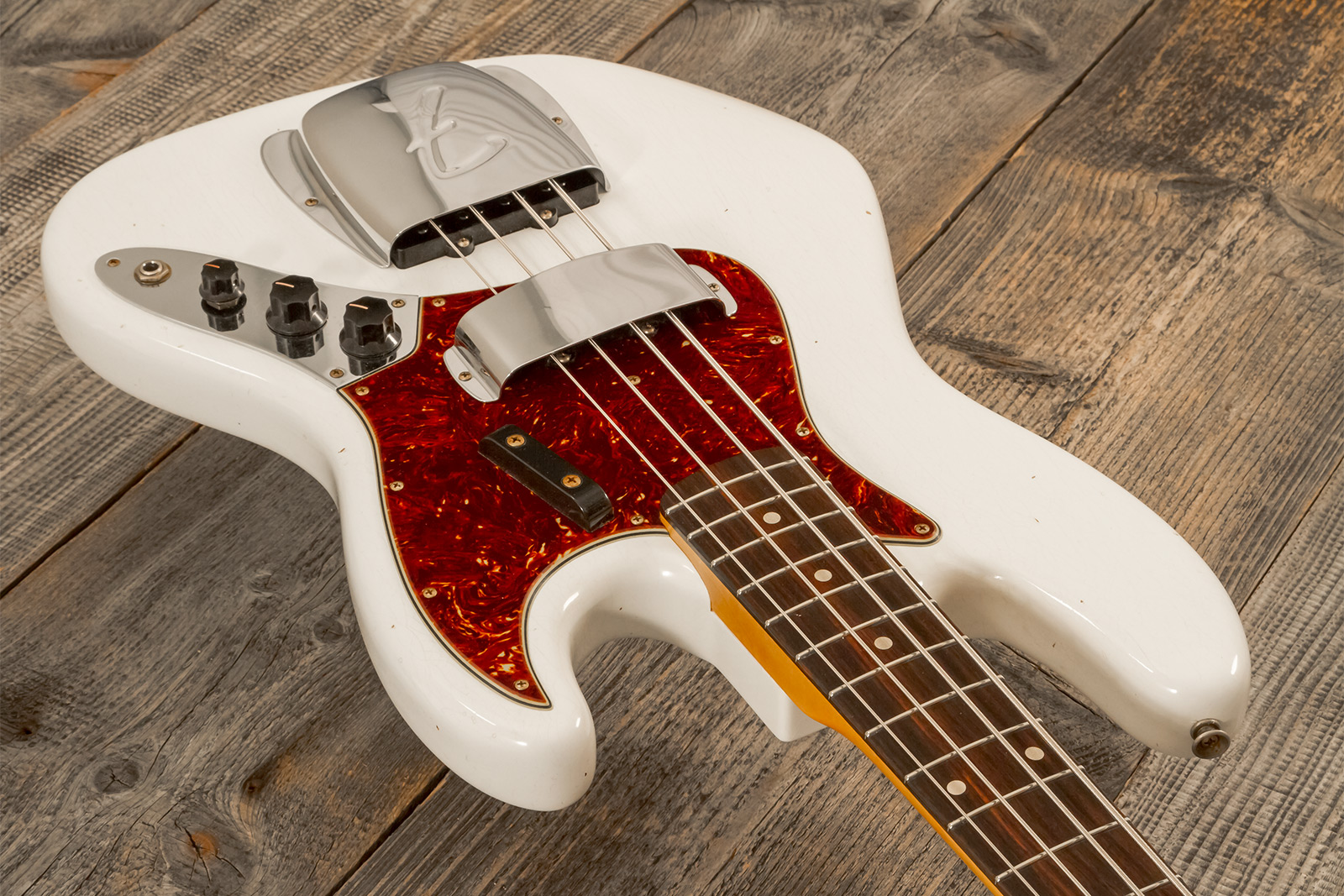 Fender Custom Shop Jazzbass 1964 Rw #r145112 - Journeyman Relic Olympic White - Basse Électrique Solid Body - Variation 2