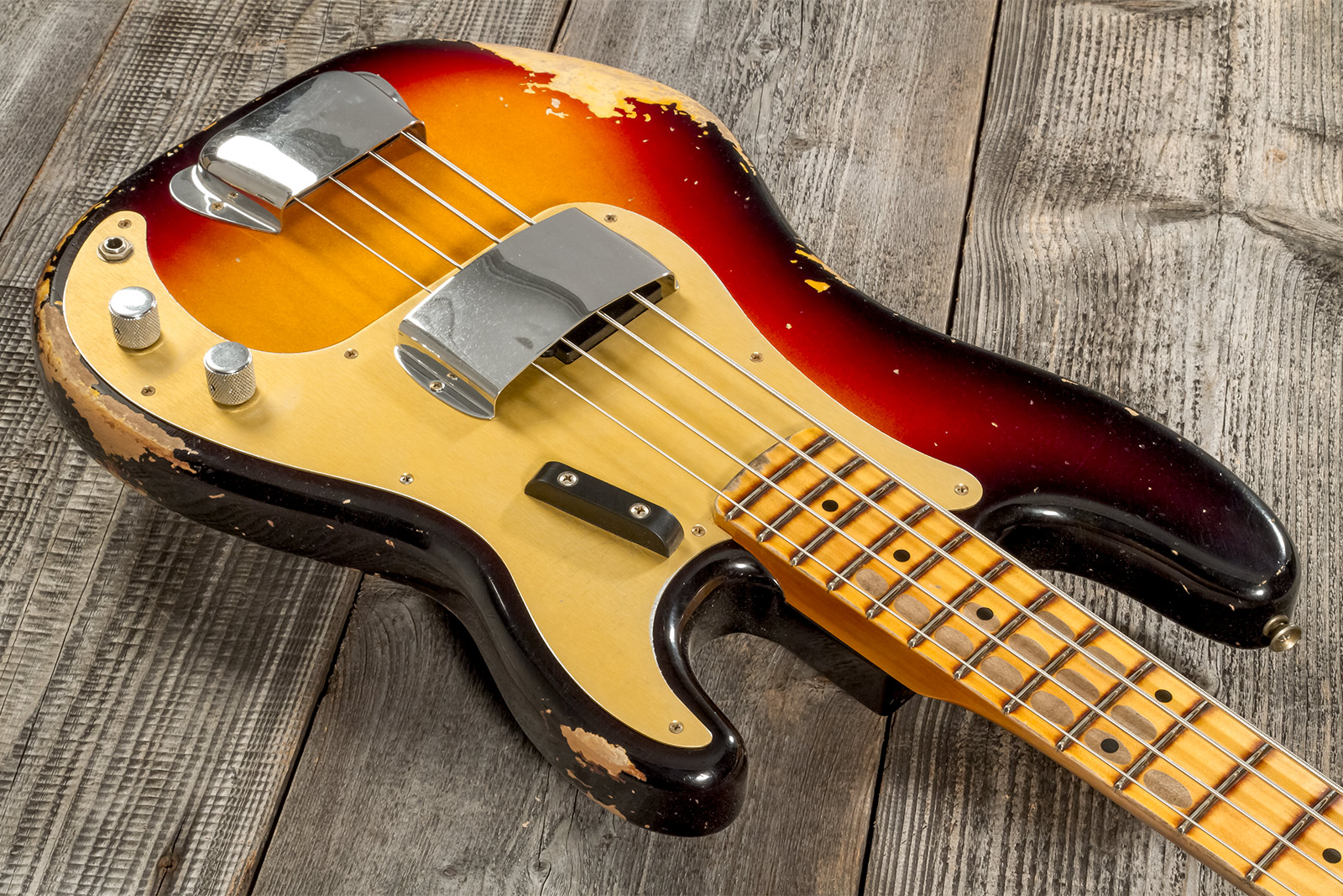 Fender Custom Shop Precision Bass 1958 Mn #cz573256 - Heavy Relic 3-color Sunburst - Basse Électrique Solid Body - Variation 2