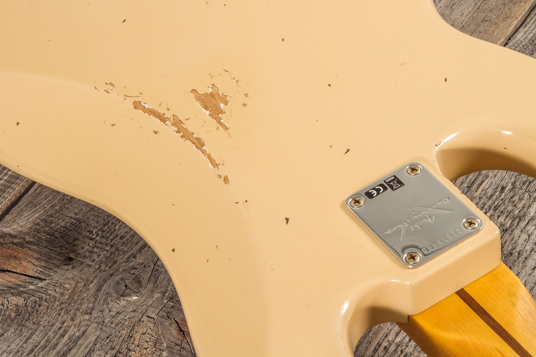 Fender Custom Shop Precision Bass 1958 Mn #cz578480 - Relic Aged Desert Sand - Basse Électrique Solid Body - Variation 9