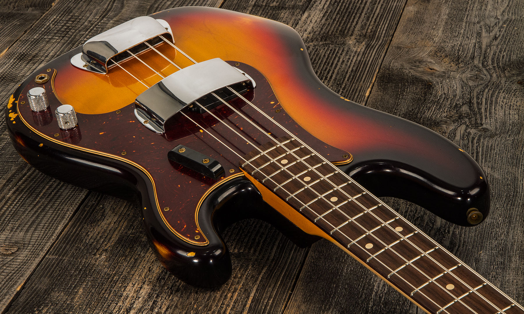 Fender Custom Shop Precision Bass 1961 Rw #cz556533 - Relic 3-color Sunburst - Basse Électrique Solid Body - Variation 1