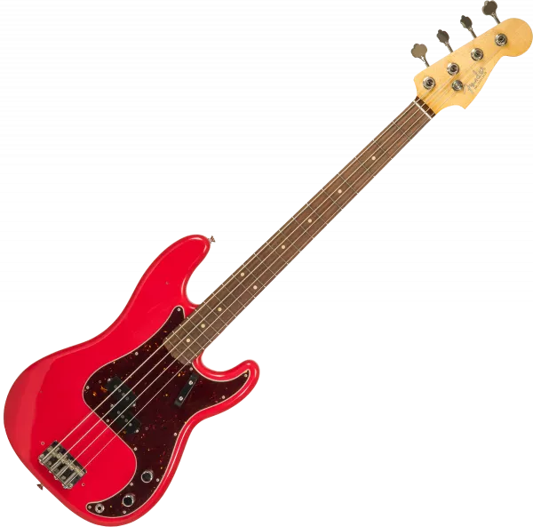 Basse électrique solid body Fender Custom Shop 1962 Precision Bass #R126357 - Journeyman relic fiesta red 