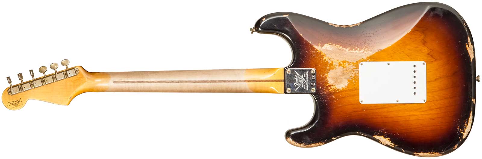 Fender Custom Shop Strat 1954 70th Anniv. 3s Trem Mn #xn4308 - Heavy Relic Wide Fade 2-color Sunburst - Guitare Électrique Forme Str - Variation 1