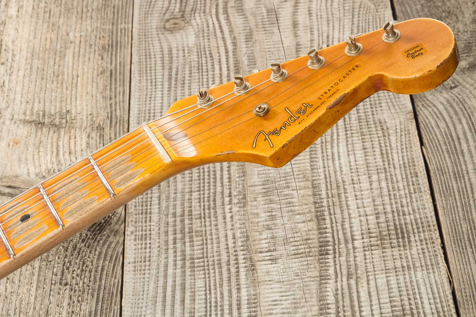 Fender Custom Shop Strat 1954 70th Anniv. 3s Trem Mn #xn4324 - Heavy Relic Wide Fade 2-color Sunburst - Guitare Électrique Forme Str - Variation 10