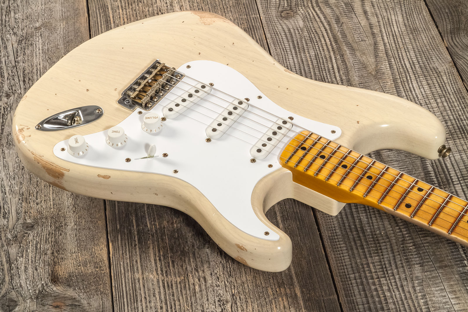 Fender Custom Shop Strat 1954 70th Anniv. 3s Trem Mn #xn4342 - Relic Vintage Blonde - Guitare Électrique Forme Str - Variation 2