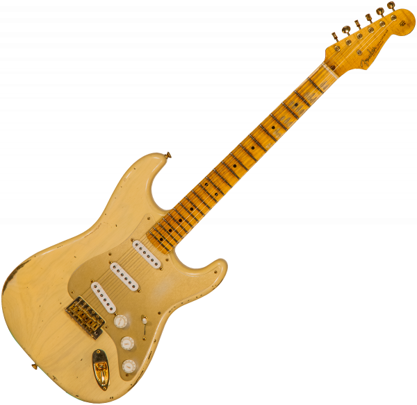 Guitare électrique solid body Fender '55 Bone Tone Strat Ltd #CZ554628 - Relic Honey Blonde w/ Gold Hardware