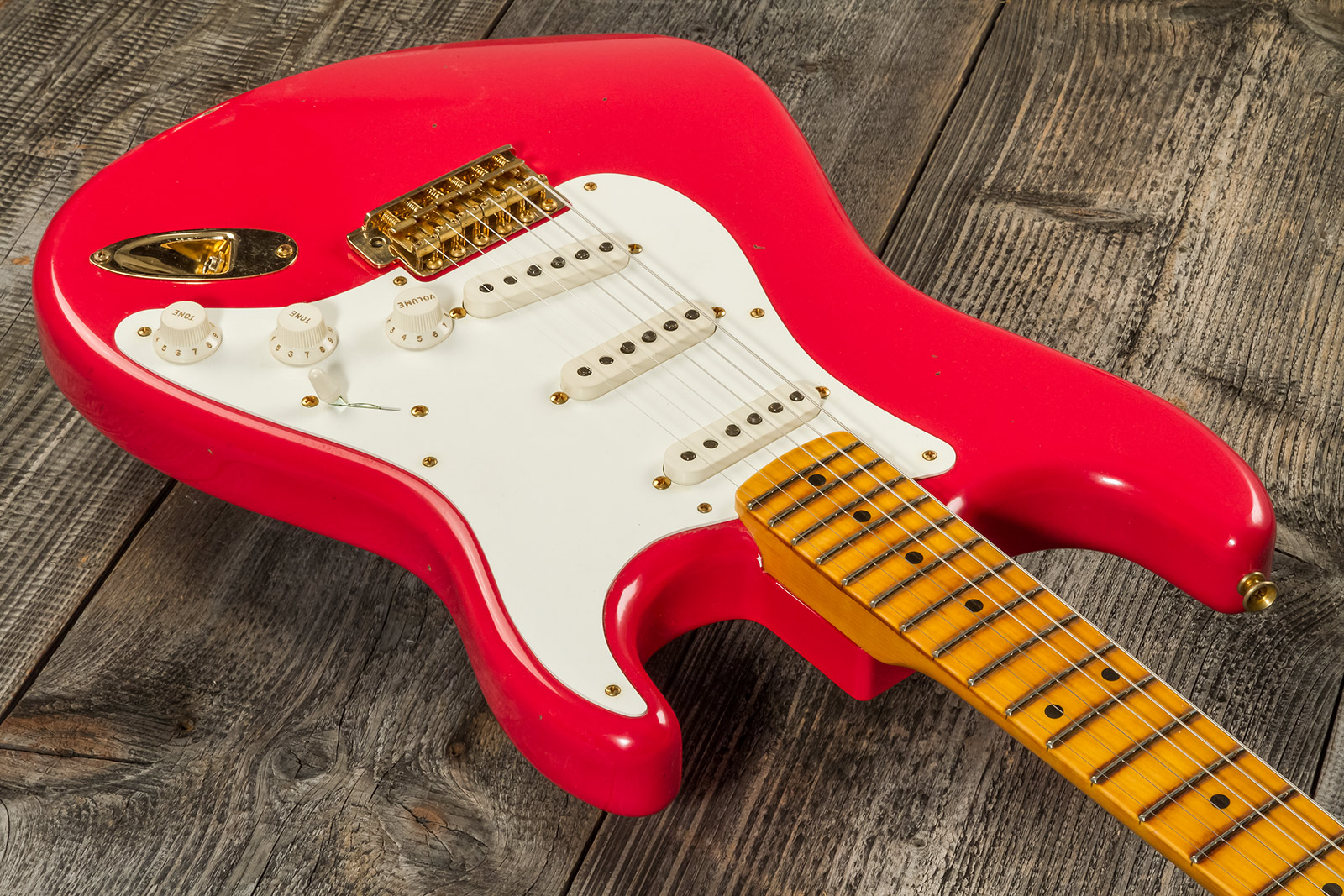 Fender Custom Shop Strat 1956 3s Trem Mn #r130433 - Journeyman Relic Fiesta Red - Guitare Électrique Forme Str - Variation 2