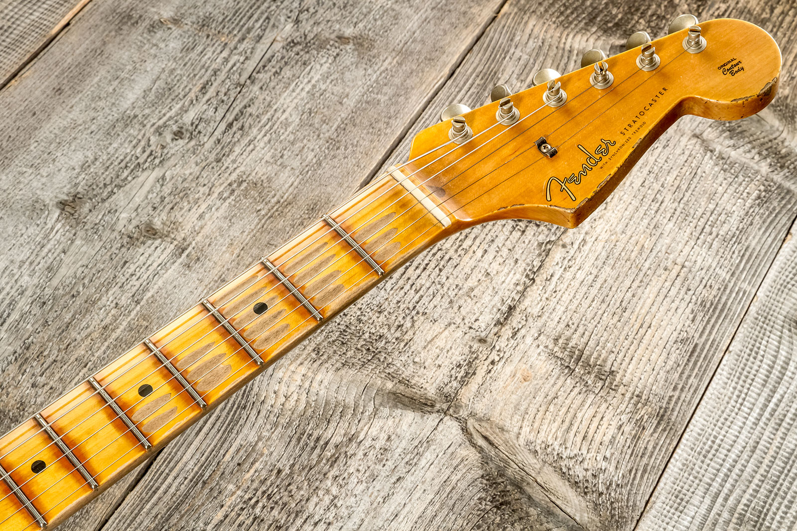 Fender Custom Shop Strat 1957 3s Trem Mn #cz575421 - Relic 2-color Sunburst - Guitare Électrique Forme Str - Variation 7