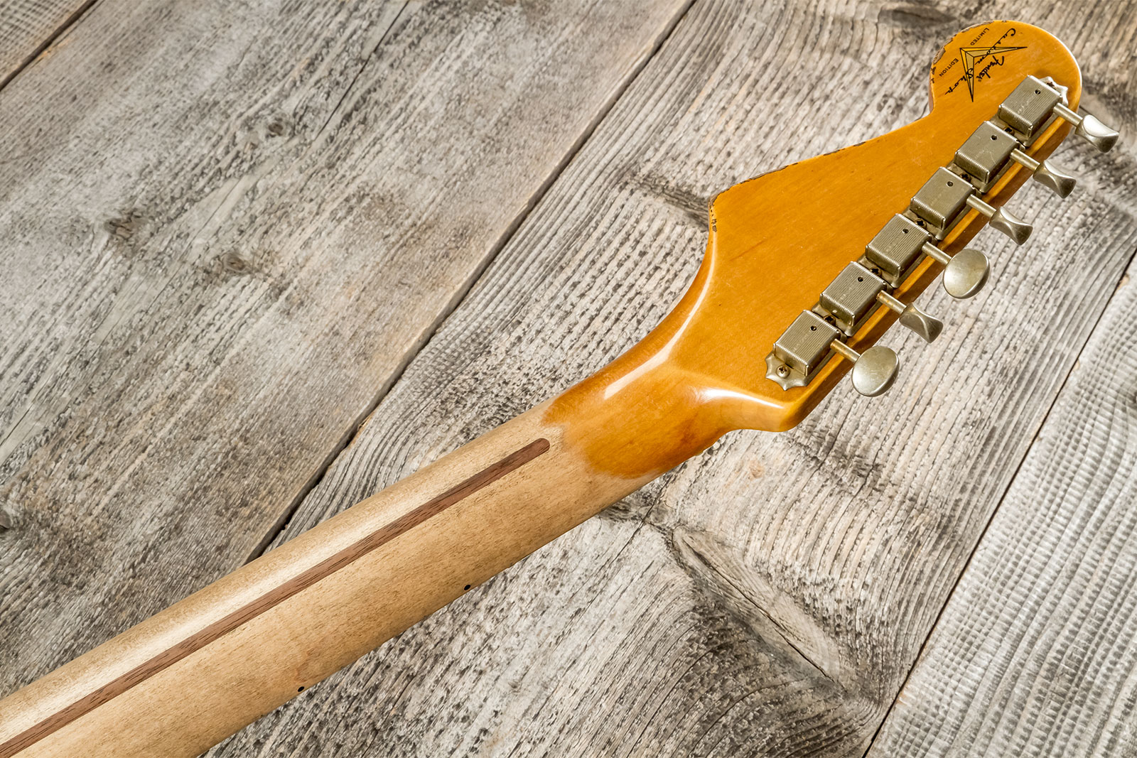 Fender Custom Shop Strat 1957 3s Trem Mn #cz575421 - Relic 2-color Sunburst - Guitare Électrique Forme Str - Variation 8