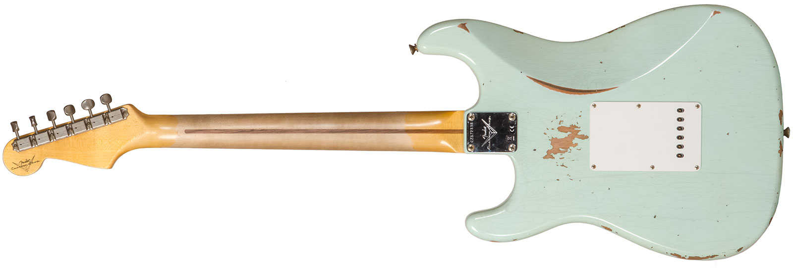 Fender Custom Shop Strat 1958 3s Trem Mn #cz572338 - Relic Aged Surf Green - Guitare Électrique Forme Str - Variation 1