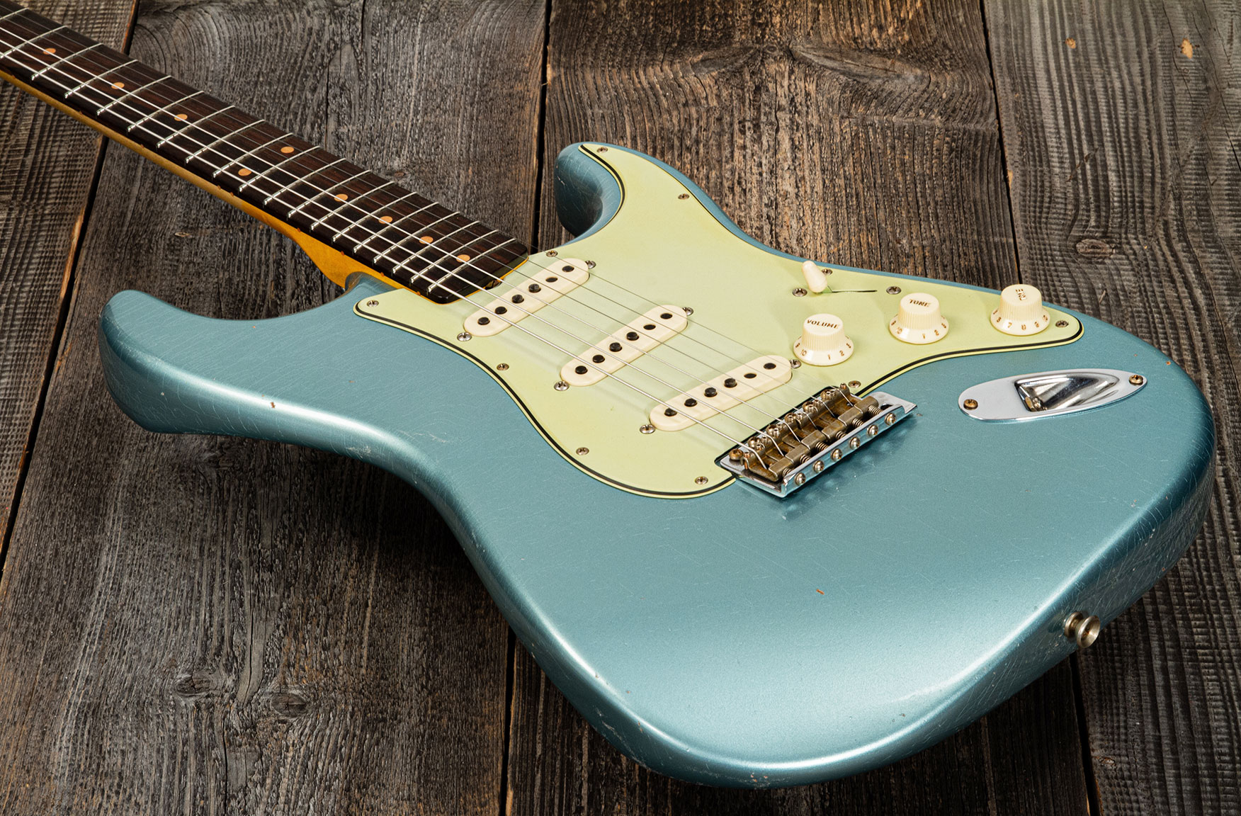 Fender Custom Shop Strat 1959 3s Trem Rw #cz566857 - Journeyman Relic Teal Green Metallic - Guitare Électrique Forme Str - Variation 3