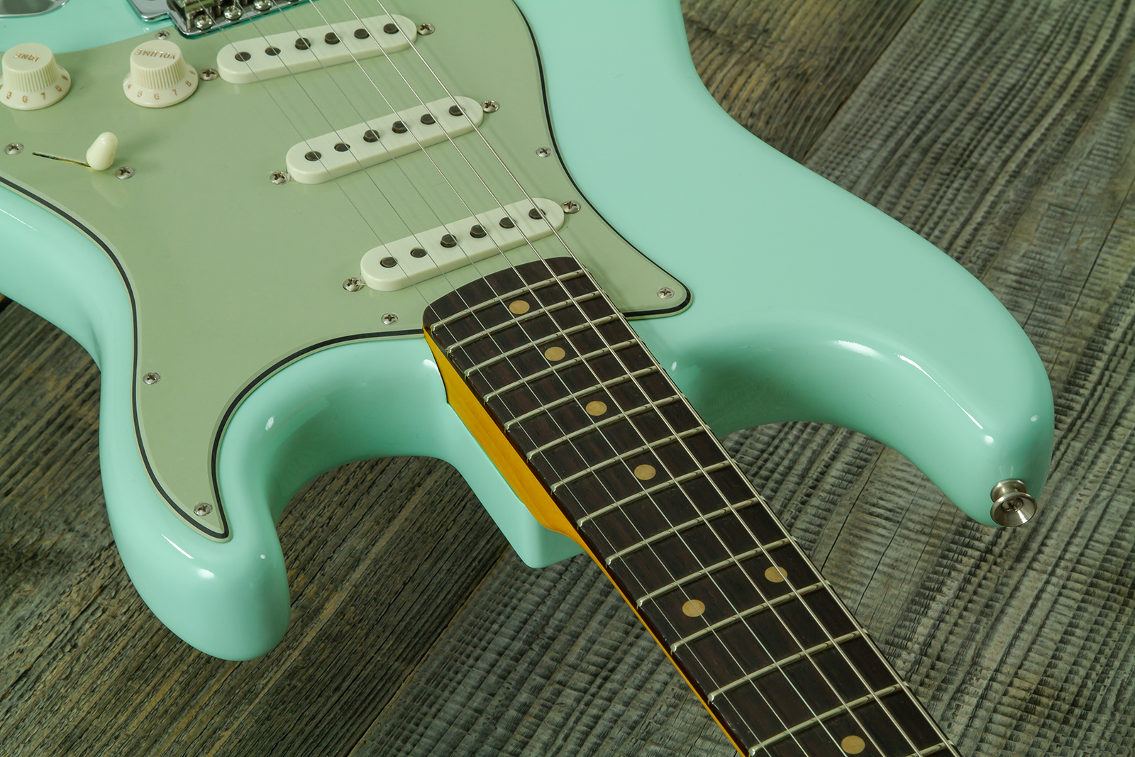 Fender Custom Shop Strat 1959 Vintage Custom 3s Trem Rw #r146975 - Time Capsule Faded Surf Green - Guitare Électrique Forme Str - Variation 3