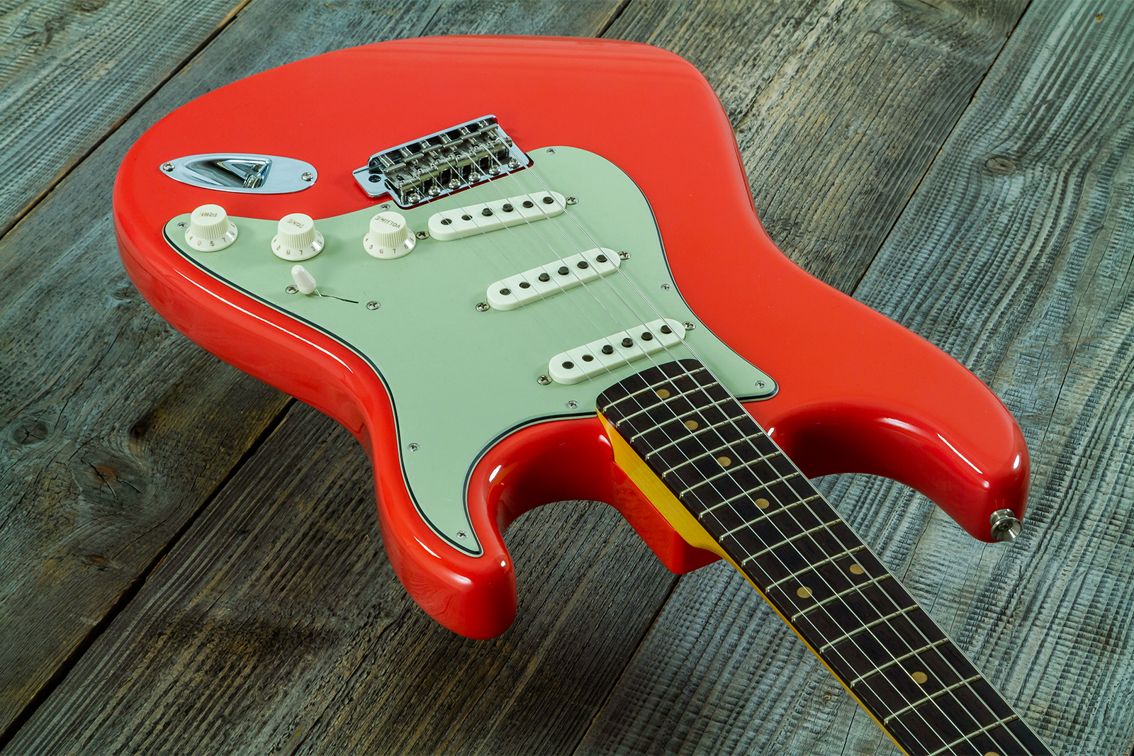 Fender Custom Shop Strat 1959 Vintage Custom 3s Trem Rw #r147785 - Time Capsule Fiesta Red - Guitare Électrique Forme Str - Variation 12