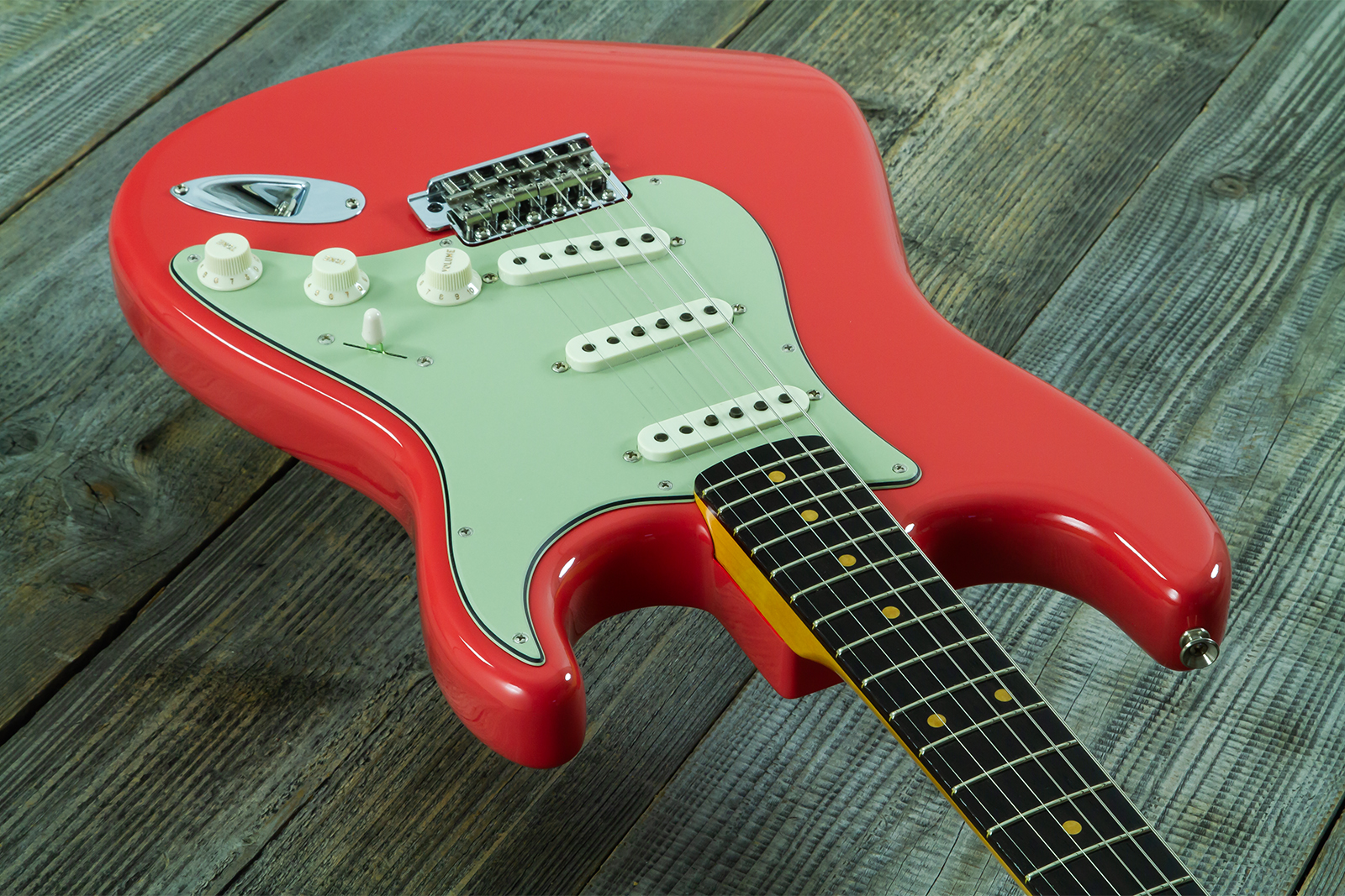 Fender Custom Shop Strat 1959 Vintage Custom 3s Trem Rw #r148219 - Time Capsule Fiesta Red - Guitare Électrique Forme Str - Variation 3