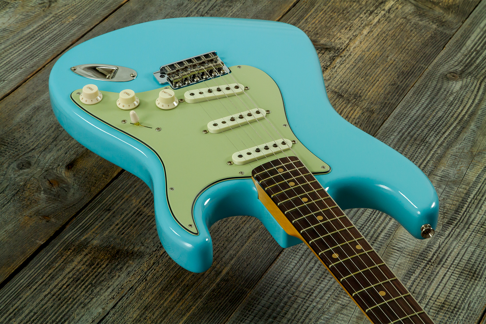 Fender Custom Shop Strat 1959 Vintage Custom 3s Trem Rw #r150835 - Time Capsule Daphne Blue - Guitare Électrique Forme Str - Variation 7