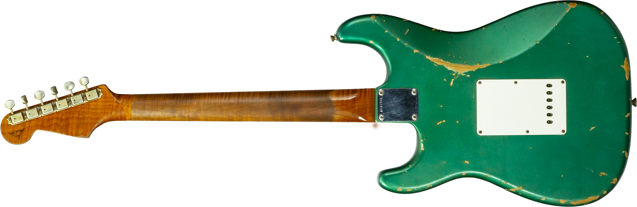 Fender Custom Shop Strat 1960/63 Mb A.macnutt 3s Trem Rw #r141359 - Relic Sherwood Green Metallic - Guitare Électrique Forme Str - Variation 1