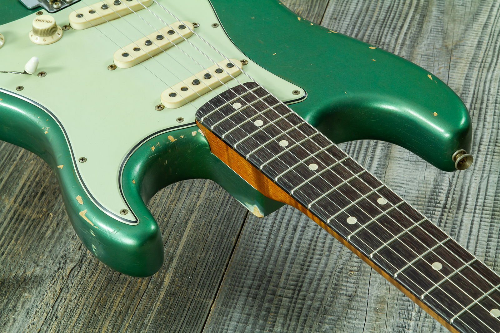 Fender Custom Shop Strat 1960/63 Mb A.macnutt 3s Trem Rw #r141359 - Relic Sherwood Green Metallic - Guitare Électrique Forme Str - Variation 5