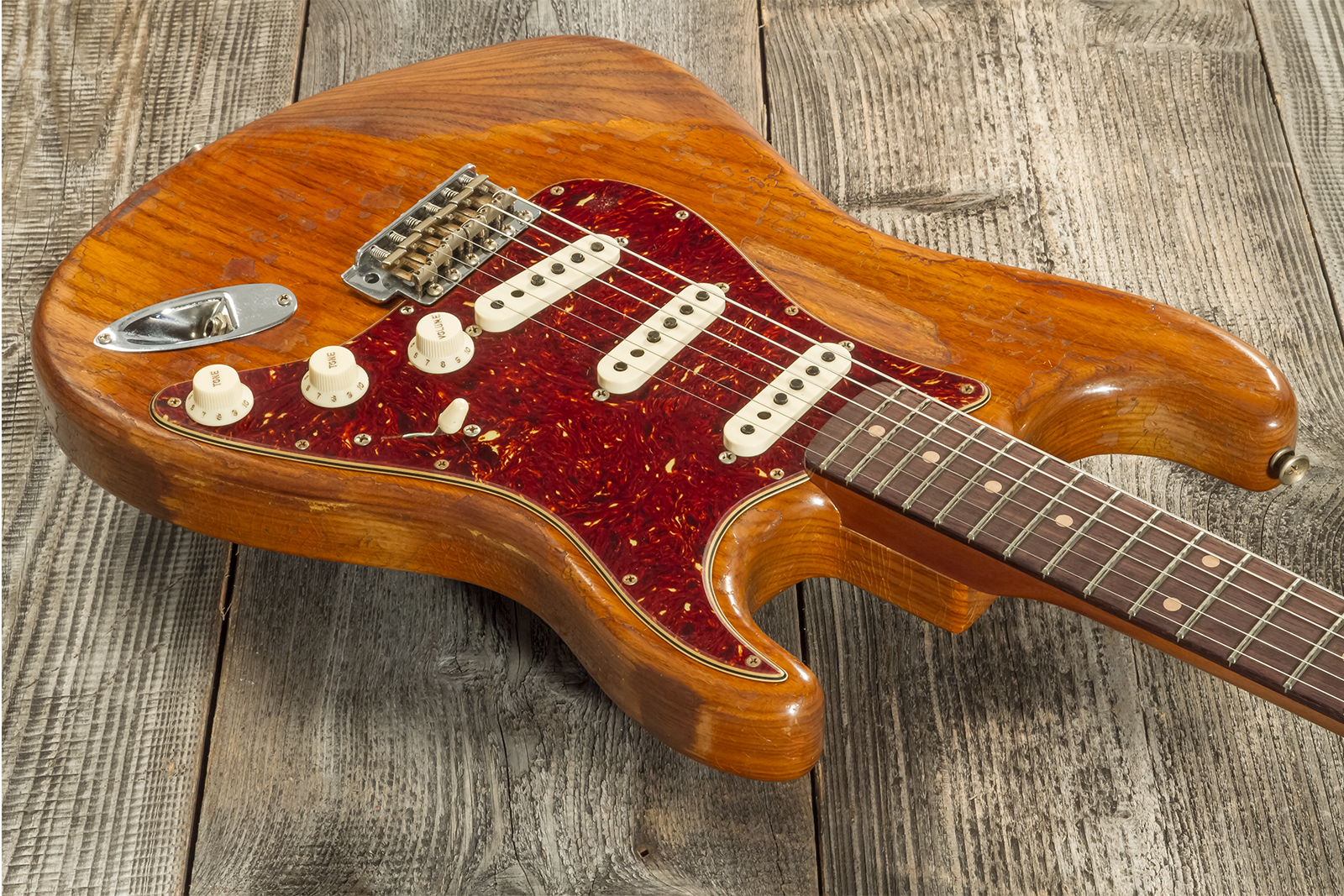 Fender Custom Shop Strat 1961 3s Trem Rw #cz570266 - Super Heavy Relic Natural - Guitare Électrique Forme Str - Variation 2