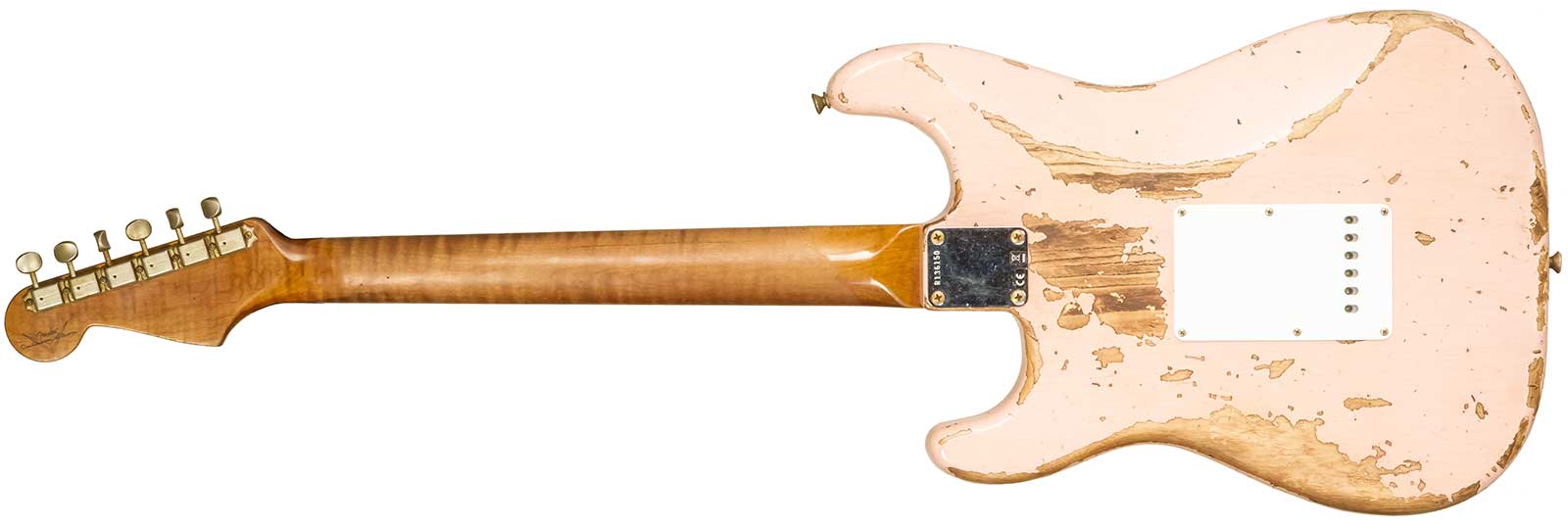 Fender Custom Shop Strat 1963 3s Trem Rw #r136150 - Super Heavy Relic Shell Pink - Guitare Électrique Forme Str - Variation 2