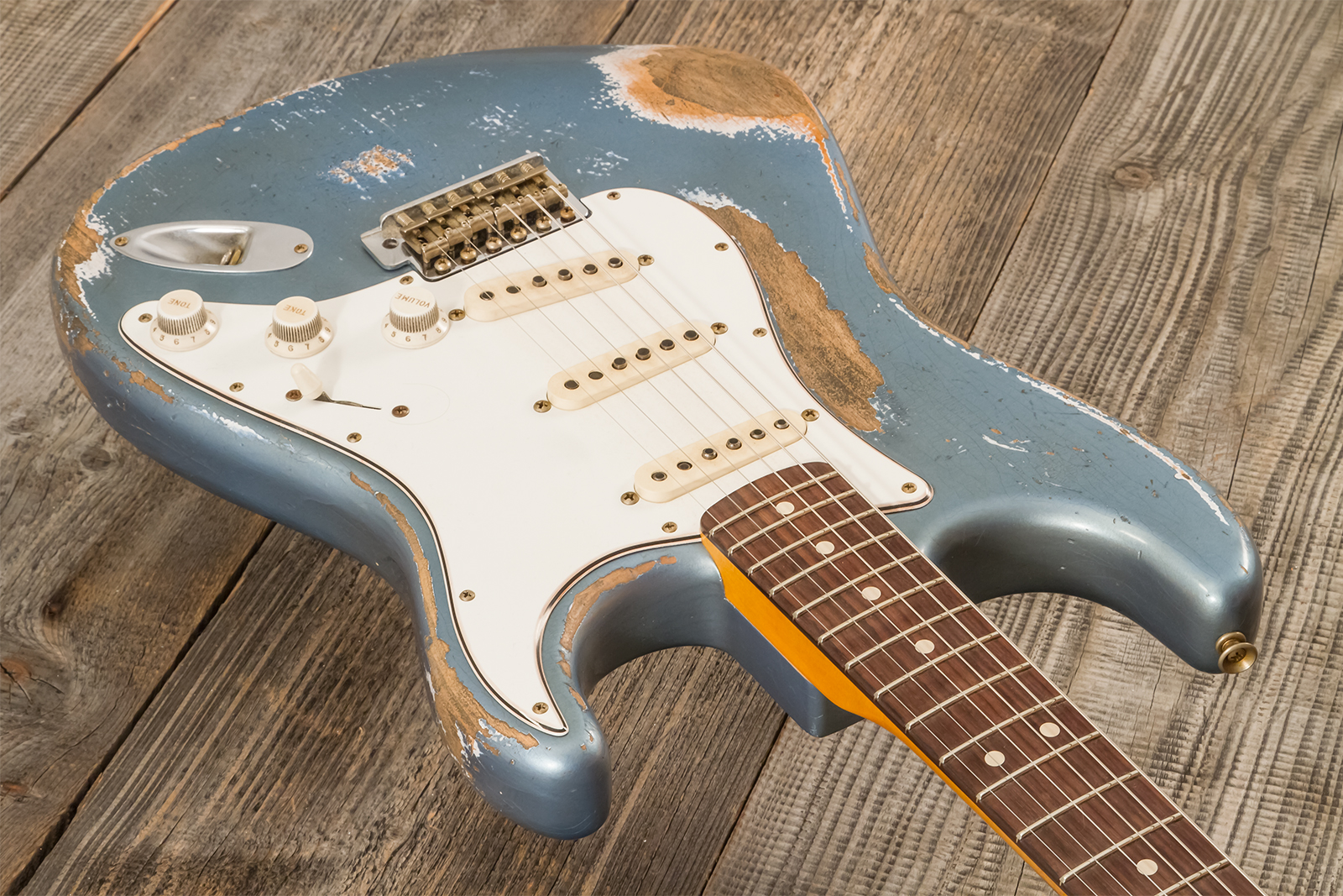 Fender Custom Shop Strat 1963 3s Trem Rw #r139911 - Relic Lake Placid Blue - Guitare Électrique Forme Str - Variation 2