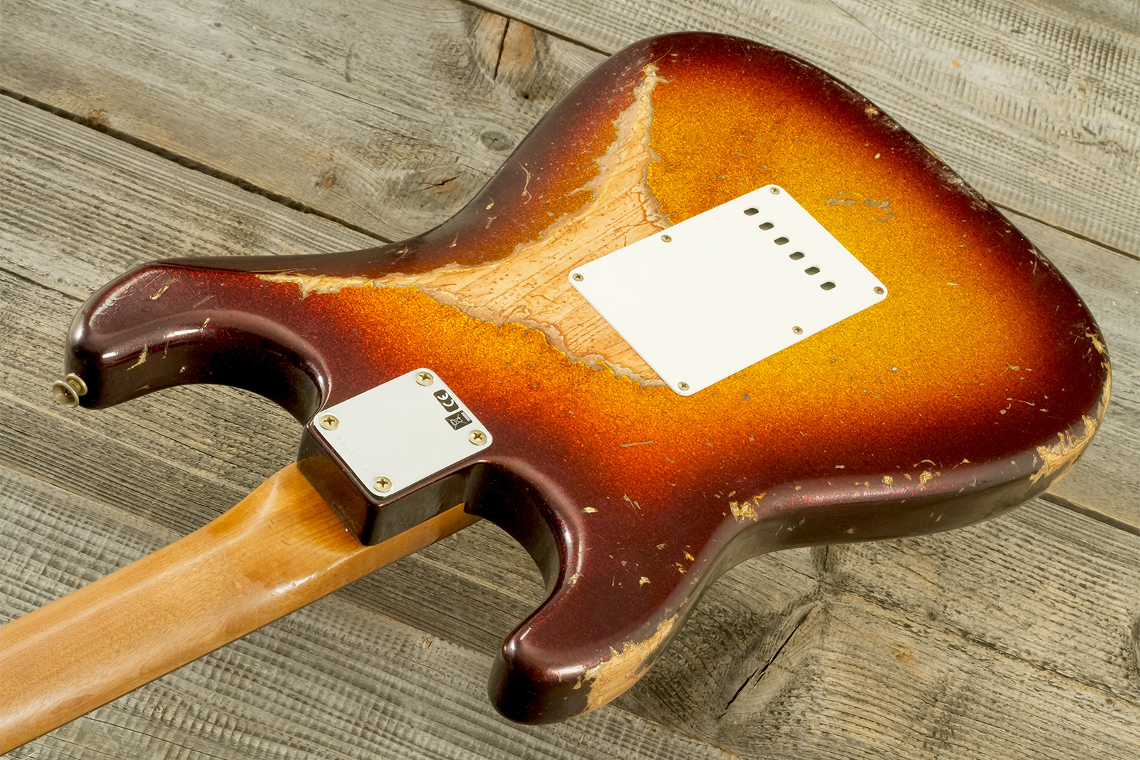 Fender Custom Shop Strat 1963 3s Trem Rw #r141255 - Super Heavy Relic Sparkle 3-color Sunburst - Guitare Électrique Forme Str - Variation 9
