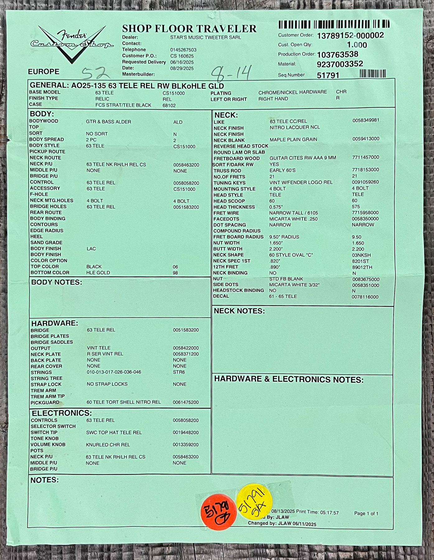 Fender Custom Shop Strat 1963 3s Trem Rw #r143861 - Relic Black O. Hle Gold - Guitare Électrique Forme Str - Variation 14