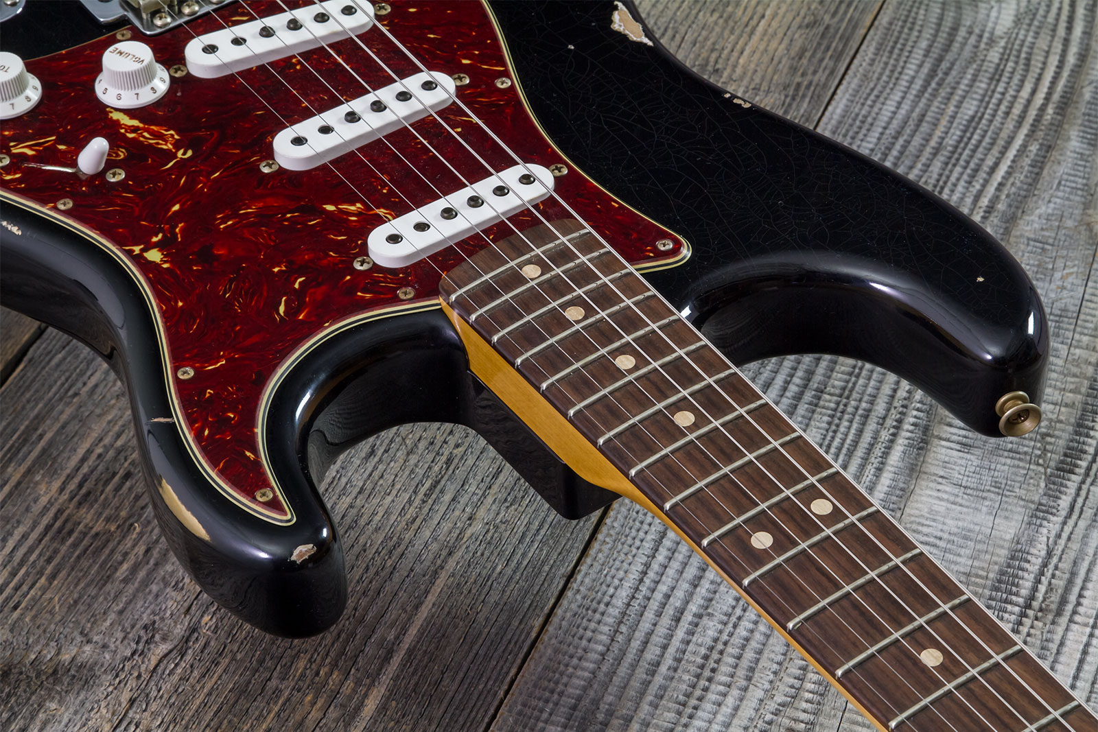 Fender Custom Shop Strat 1963 3s Trem Rw #r143861 - Relic Black O. Hle Gold - Guitare Électrique Forme Str - Variation 5