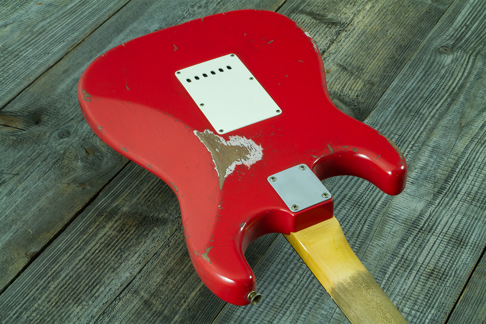 Fender Custom Shop Strat 1963 Mb A.macnutt 3s Trem Rw #r144111 - Relic Fiesta Red - Guitare Électrique Forme Str - Variation 8