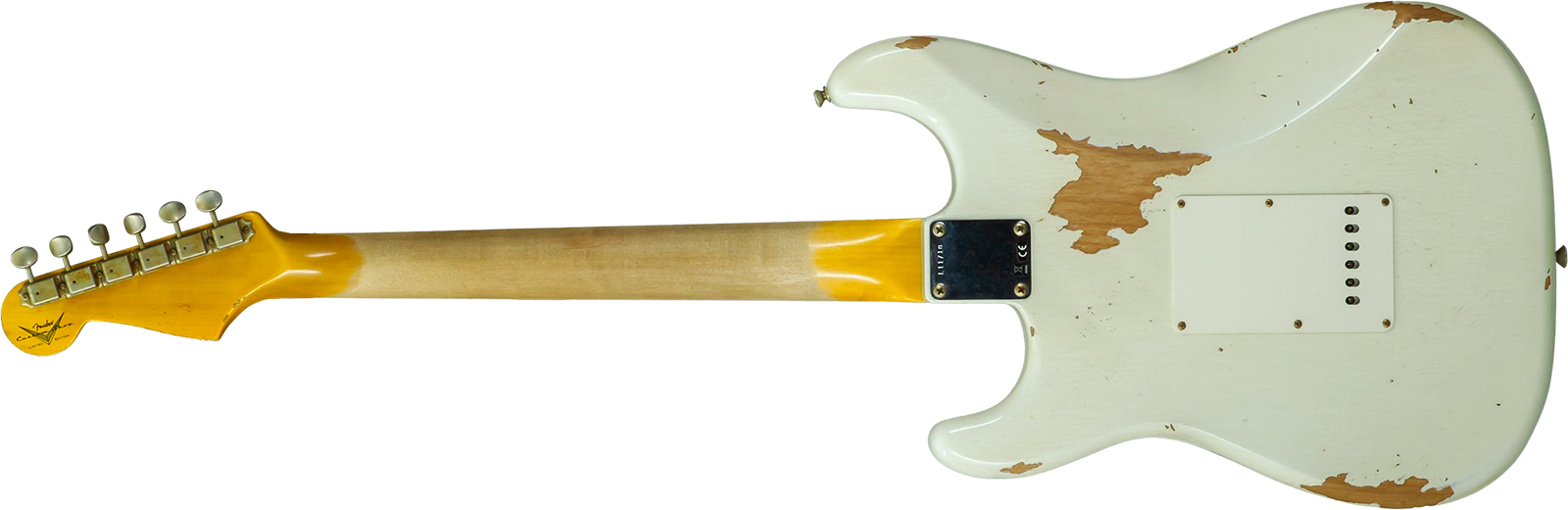 Fender Custom Shop Strat 1964 L-series 3s Trem Rw #l11710 - Heavy Relic Olympic White - Guitare Électrique Forme Str - Variation 1