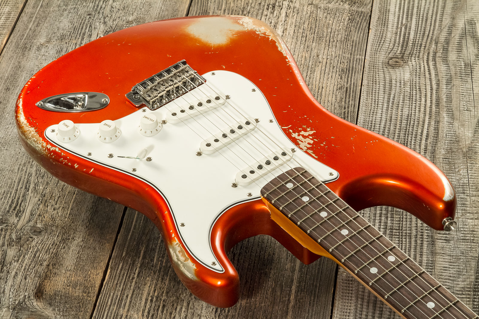 Fender Custom Shop Strat 1969 3s Trem Rw #r132166 - Heavy Relic Candy Tangerine - Guitare Électrique Forme Str - Variation 2