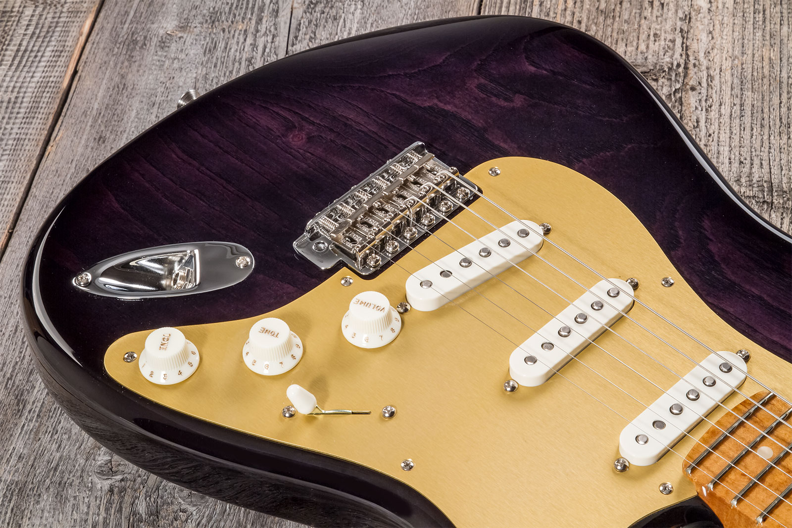 Fender Custom Shop Strat American Custom 3s Trem Mn #xn15899 - Nos Ebony Transparent - Guitare Électrique Forme Str - Variation 3