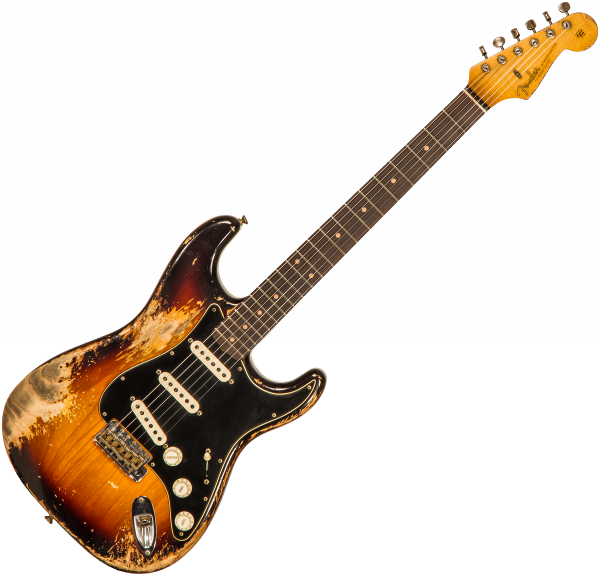 Guitare électrique solid body Fender Custom Shop Poblano Stratocaster #CZ558981 - Super heavy relic 3-color sunburst