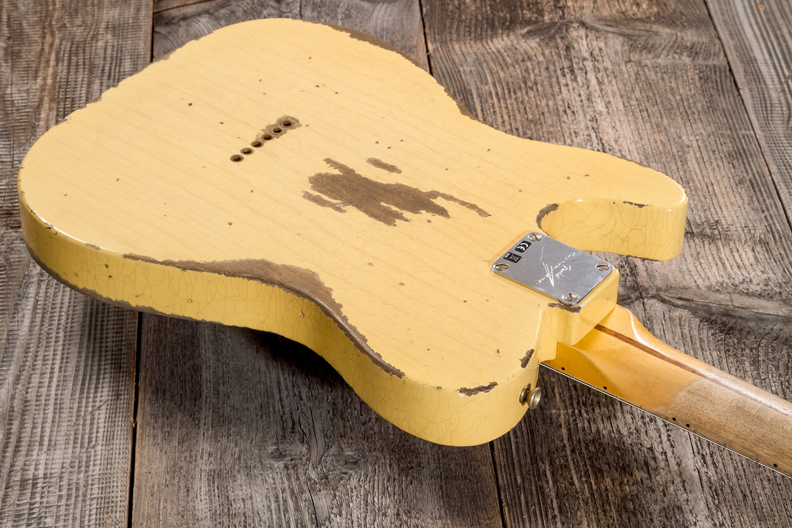 Fender Custom Shop Tele 1952 2s Ht Mn #r131382 - Heavy Relic Aged Nocaster Blonde - Guitare Électrique Forme Tel - Variation 6