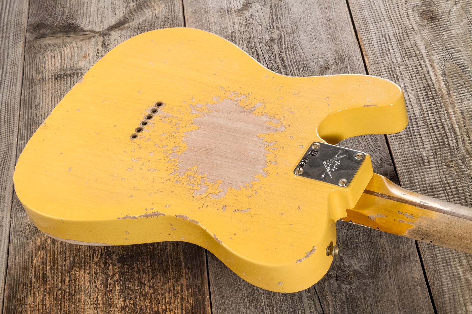 Fender Custom Shop Tele 1952 2s Ht Mn #r136636 - Super Heavy Relic Aged Nocaster Blonde - Guitare Électrique Forme Tel - Variation 5
