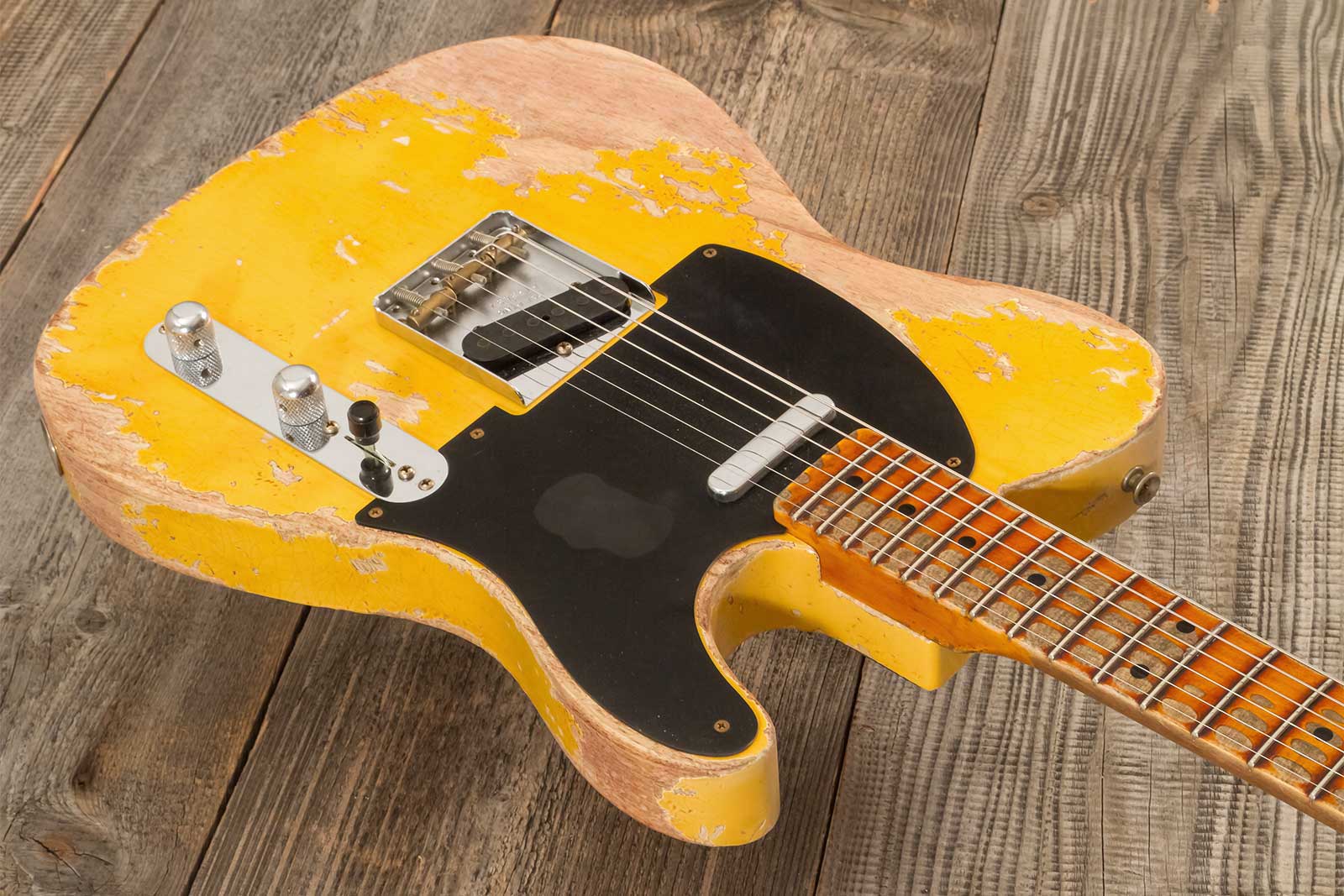 Fender Custom Shop Tele 1953 2s Ht Mn #r128654 - Super Heavy Relic Natural Blonde - Guitare Électrique Forme Str - Variation 1