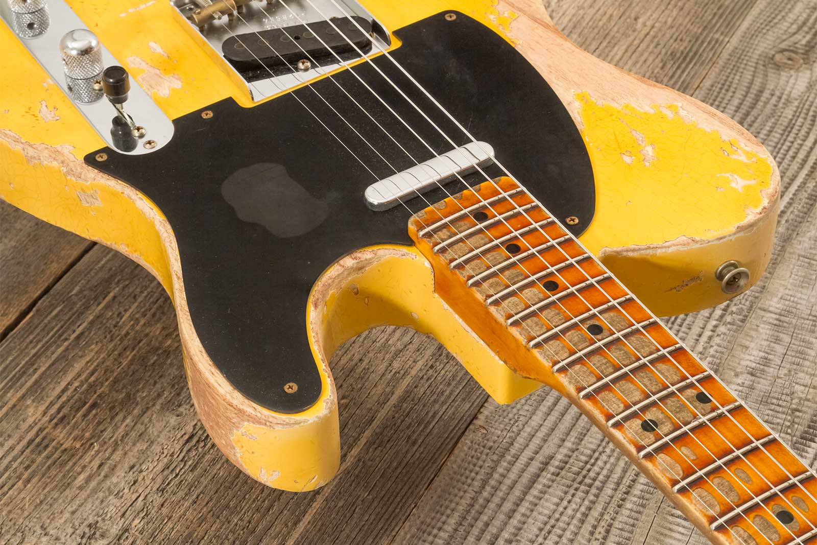 Fender Custom Shop Tele 1953 2s Ht Mn #r128654 - Super Heavy Relic Natural Blonde - Guitare Électrique Forme Str - Variation 3