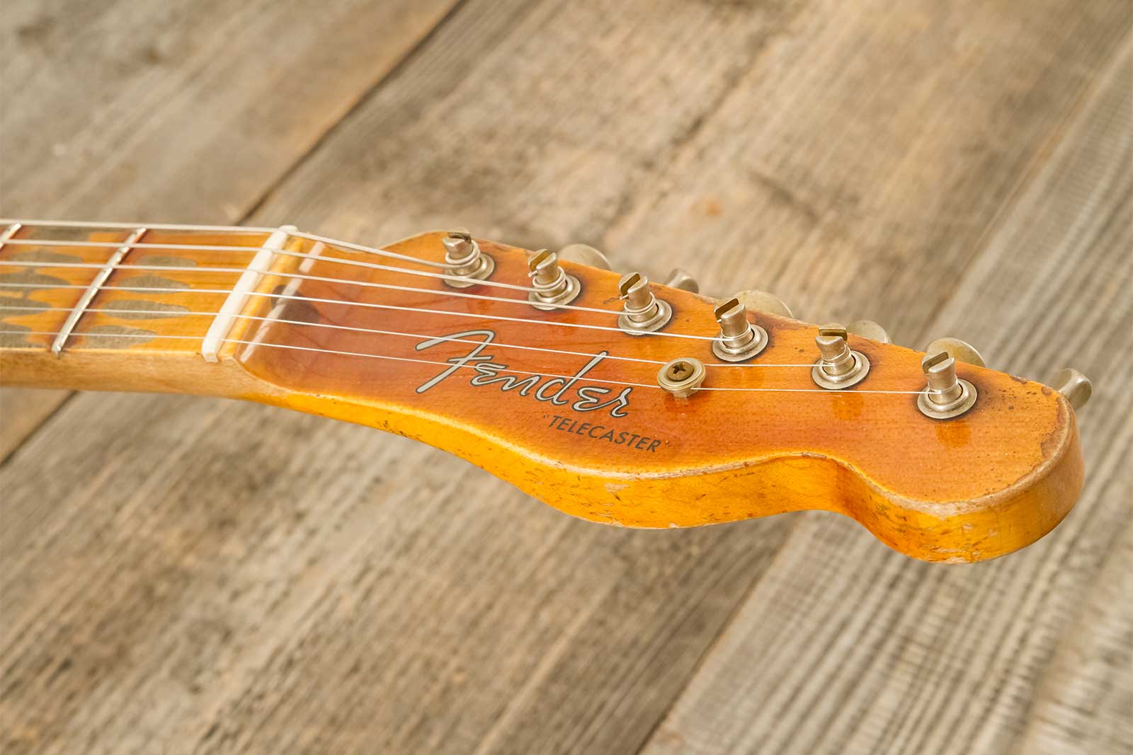 Fender Custom Shop Tele 1953 2s Ht Mn #r128654 - Super Heavy Relic Natural Blonde - Guitare Électrique Forme Str - Variation 5