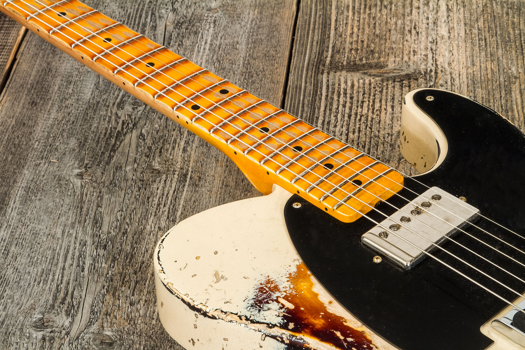 Fender Custom Shop Tele 1957 Sh Ht Mn #r117579 - Heavy Relic Desert Sand Ov. Sunburst - Guitare Électrique Forme Tel - Variation 3