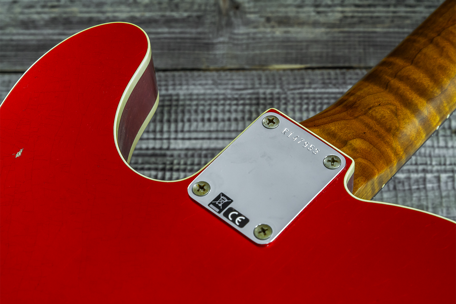 Fender Custom Shop Tele 1959 Vintage Custom 2s Ht Rw #r147953 - Journeyman Relic Candy Apple Red - Guitare Électrique Forme Tel - Variation 11