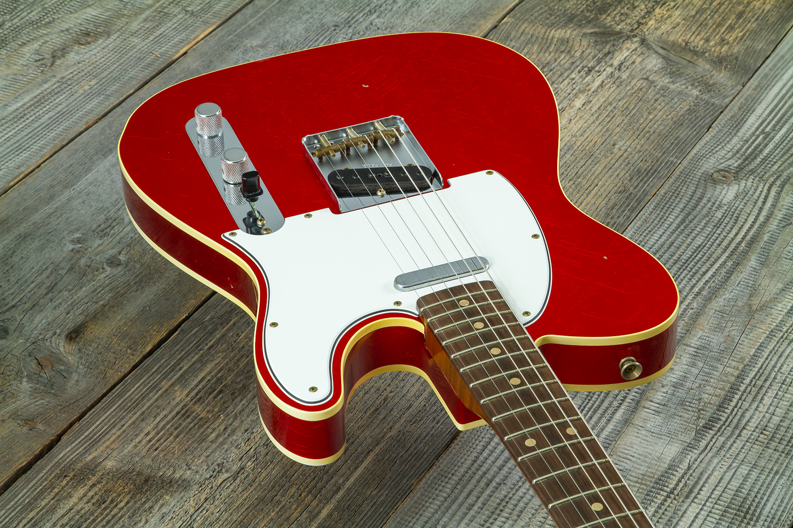 Fender Custom Shop Tele 1959 Vintage Custom 2s Ht Rw #r147953 - Journeyman Relic Candy Apple Red - Guitare Électrique Forme Tel - Variation 2