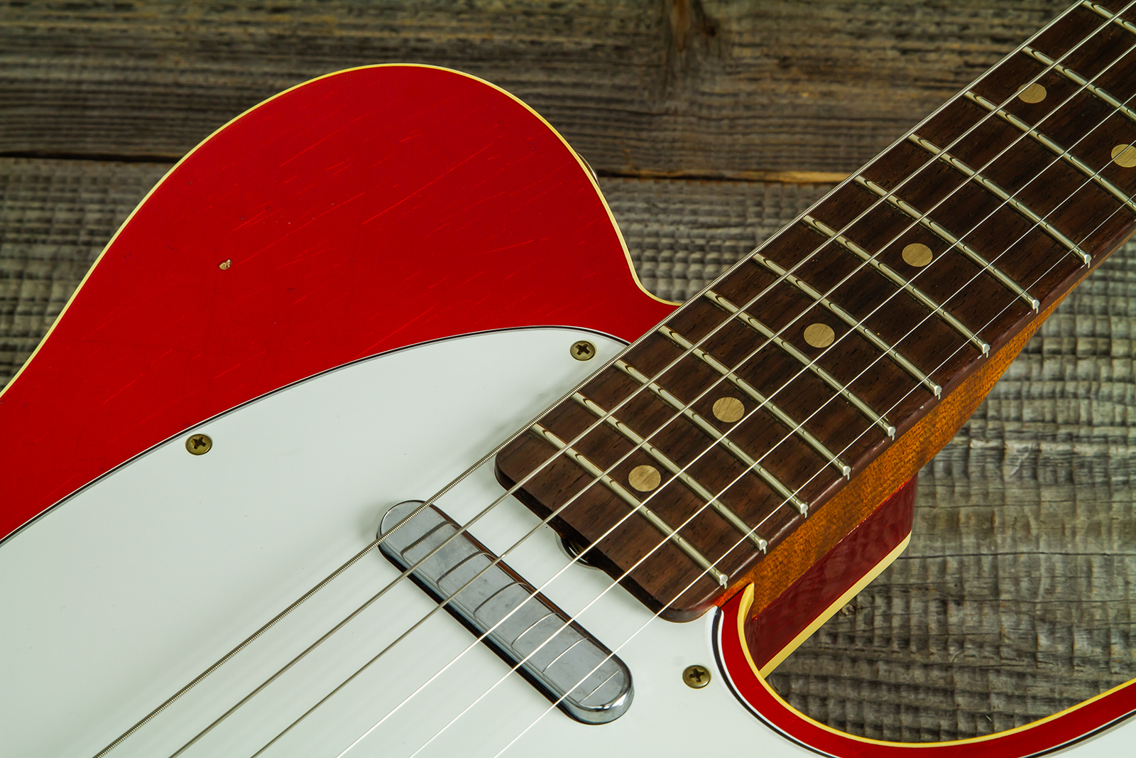 Fender Custom Shop Tele 1959 Vintage Custom 2s Ht Rw #r147953 - Journeyman Relic Candy Apple Red - Guitare Électrique Forme Tel - Variation 6