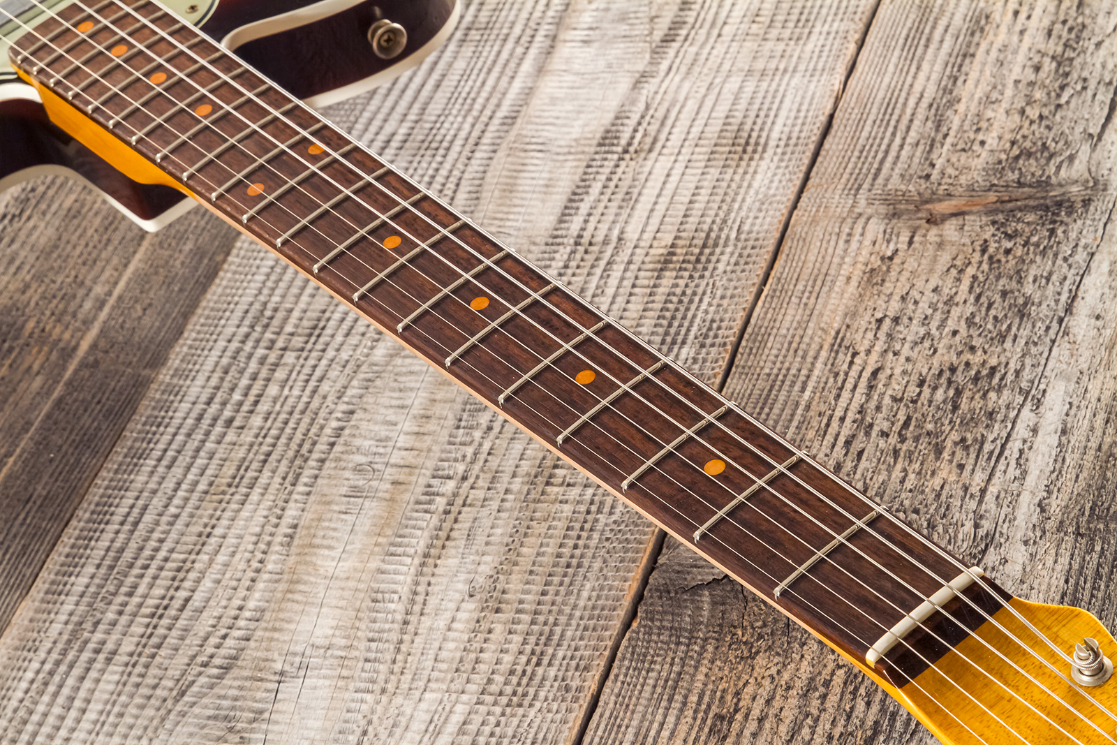Fender Custom Shop Tele 1960 2s Ht Rw - Heavy Relic Chocolate 3-color Sunburst - Guitare Électrique Forme Tel - Variation 11