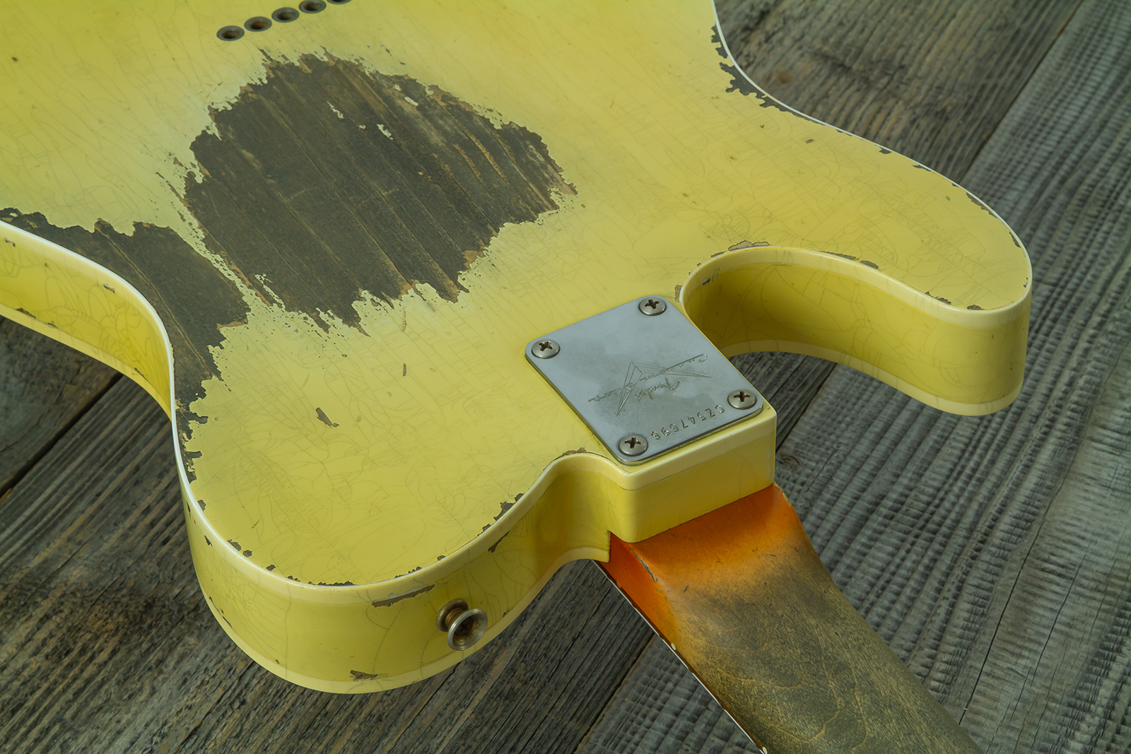 Fender Custom Shop Tele 1960 Custom Mb D.wilson 2s Ht Rw #cz547696 - Heavy Relic Aged Vintage White - Guitare Électrique Forme Tel - Variation 10