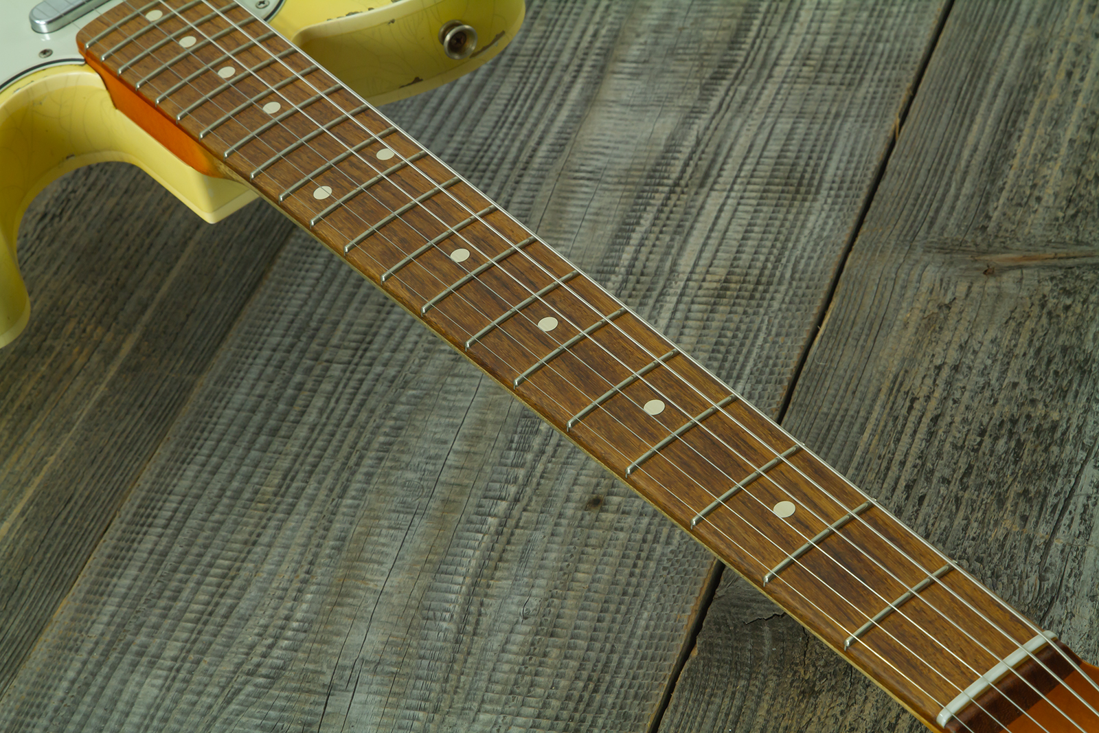 Fender Custom Shop Tele 1960 Custom Mb D.wilson 2s Ht Rw #cz547696 - Heavy Relic Aged Vintage White - Guitare Électrique Forme Tel - Variation 7