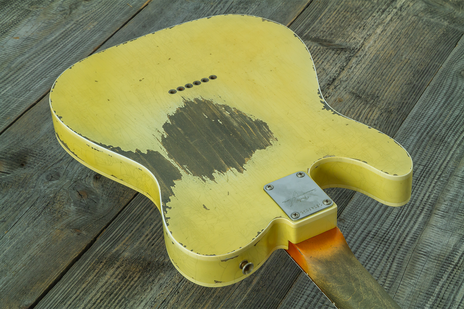 Fender Custom Shop Tele 1960 Custom Mb D.wilson 2s Ht Rw #cz547696 - Heavy Relic Aged Vintage White - Guitare Électrique Forme Tel - Variation 8